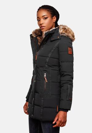 Langer Winter Steppmantel mit Kunstfellkapuze "Lieblings Jacke"