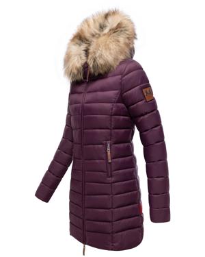 Langer Winter Steppmantel mit Kunstfellkapuze "Rose-Stepp"
