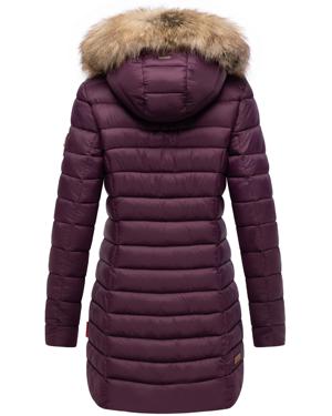 Langer Winter Steppmantel mit Kunstfellkapuze "Rose-Stepp"