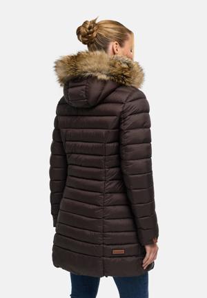 Langer Winter Steppmantel mit Kunstfellkapuze "Rose-Stepp"