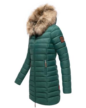 Langer Winter Steppmantel mit Kunstfellkapuze "Rose-Stepp"