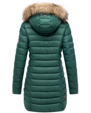 Langer Winter Steppmantel mit Kunstfellkapuze "Rose-Stepp"