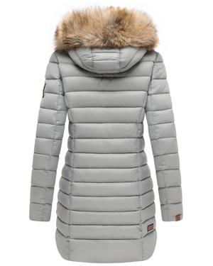 Langer Winter Steppmantel mit Kunstfellkapuze "Rose-Stepp"
