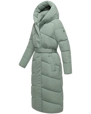 Winter Steppmantel mit Kapuze und Taillengürtel "Eisblick 14"