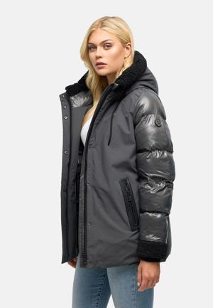 Warme Jacke mit Teddy-Kunstfell Details "Herzschmelz 14"