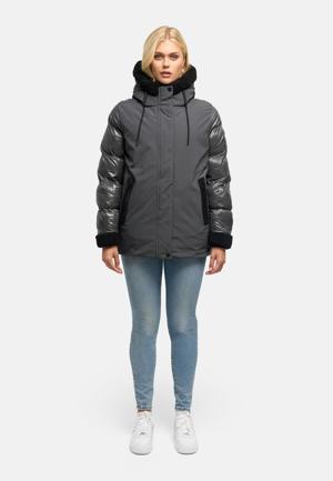 Warme Jacke mit Teddy-Kunstfell Details "Herzschmelz 14"
