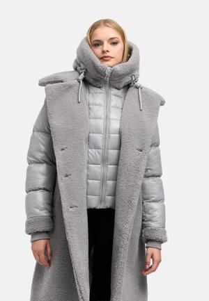 Warmer Materialmix-Mantel Plüschmantel "Kuscheltraum 14"