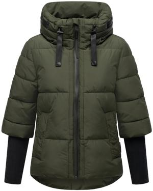 Winter Steppjacke mit Rippstrickärmeln "Lotusherz XIV"