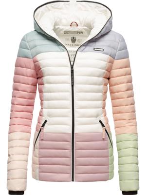 Leichte Steppjacke Colorblocking mit Kapuze "Multikulti"