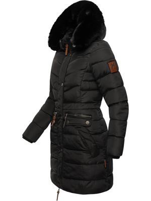 Langer Winter Steppmantel mit Kunstfellkapuze "Paula"