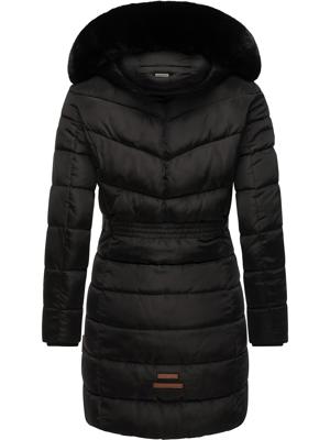 Langer Winter Steppmantel mit Kunstfellkapuze "Paula"