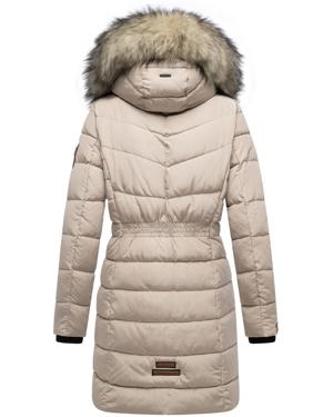 Langer Winter Steppmantel mit Kunstfellkapuze "Paula"