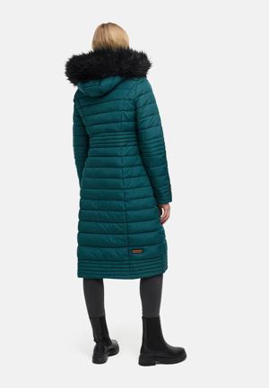 Langer Winter Steppmantel mit Kunstfellkapuze "Umay"