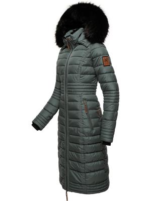 Langer Winter Steppmantel mit Kunstfellkapuze "Umay"