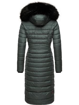Langer Winter Steppmantel mit Kunstfellkapuze "Umay"