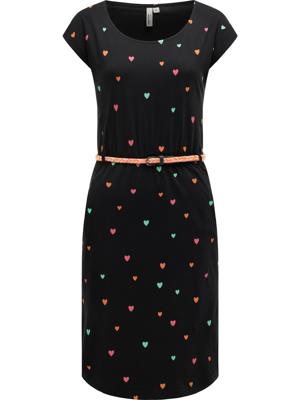 Kurzarm Midikleid mit Herz-Print und Taillengürtel "Lilithe Hearts YOUMODO"