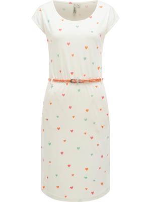 Kurzarm Midikleid mit Herz-Print und Taillengürtel "Lilithe Hearts YOUMODO"