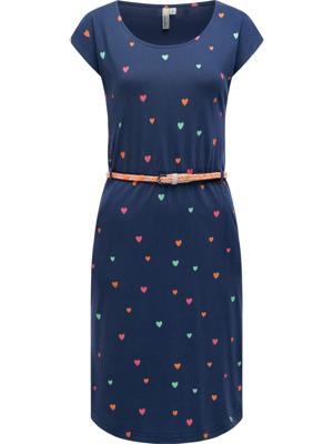 Kurzarm Midikleid mit Herz-Print und Taillengürtel "Lilithe Hearts YOUMODO"