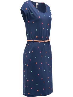Kurzarm Midikleid mit Herz-Print und Taillengürtel "Lilithe Hearts YOUMODO"