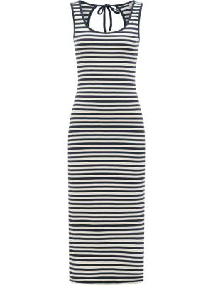 Wadenlanges Sommerkleid mit Schlüssellochausschnitt "Montyca Stripes YOUMODO"