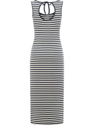 Wadenlanges Sommerkleid mit Schlüssellochausschnitt "Montyca Stripes YOUMODO"