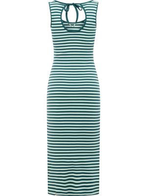 Wadenlanges Sommerkleid mit Schlüssellochausschnitt "Montyca Stripes YOUMODO"