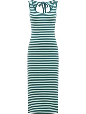 Wadenlanges Sommerkleid mit Schlüssellochausschnitt "Montyca Stripes YOUMODO"