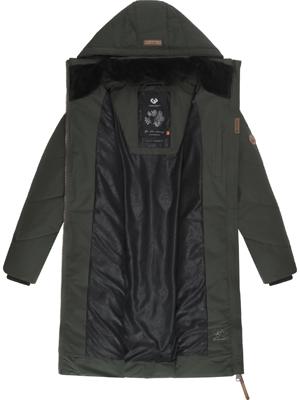 Langer wasserdichter Winter Steppmantel mit abnehmbarer Kapuze "Rebelka"