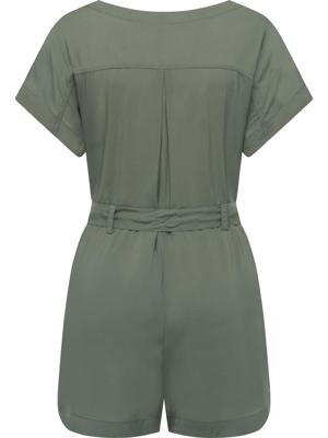 Kurzarm Jumpsuit mit Taillenband "Salwin Solid"