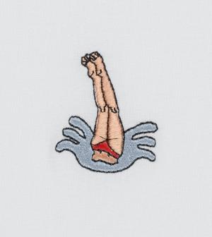 Boxy T-Shirt mit Schwimmer-Stickerei "Samms A Gots YOUMODO"