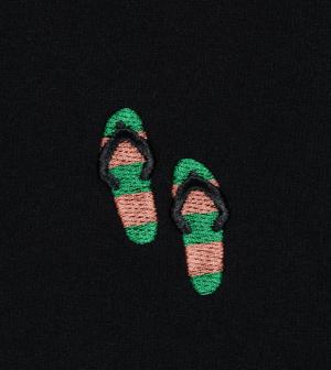 Boxy T-Shirt mit Beach-Slipper-Stickerei "Samms B Gots YOUMODO"