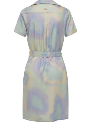 Gemustertes Sommerkleid Kurzarm Midikleid mit Knopfleiste und Stoffgürtel "Sawira"