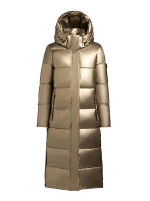 Glänzender warmer Winter Steppmantel lang mit abnehmbarer Kapuze "Hedd Shiny-YM"