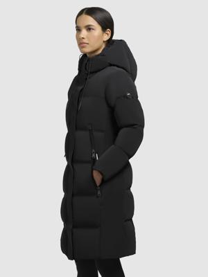 Wintermantel warmer Steppmantel lang und tailliert mit Kapuze "Loni-YM"