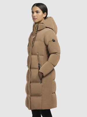 Wintermantel warmer Steppmantel lang und tailliert mit Kapuze "Loni-YM"