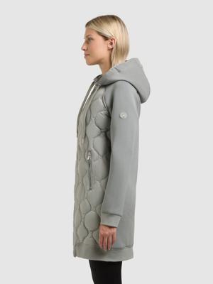 Materialmix-Mantel mit abnehmbarer Kapuze "Nora"