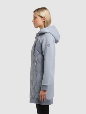 Materialmix-Mantel mit abnehmbarer Kapuze "Nora"